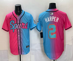 Nike San Antonio Spurs #2 Dylan Harper Pink and Blue （Blue Number） baseball jersey