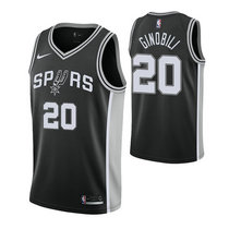 Nike San Antonio Spurs #20 Manu Ginobili Black Game Authentic Stitched NBA jersey