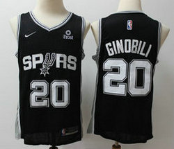 Nike San Antonio Spurs #20 Manu Ginobili Black Game With Advertising Authentic Stitched NBA jersey