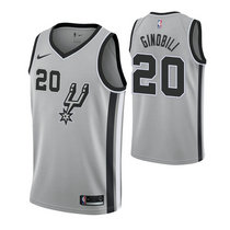 Nike San Antonio Spurs #20 Manu Ginobili Grey Game Authentic Stitched NBA jersey
