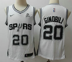 Nike San Antonio Spurs #20 Manu Ginobili White Game With Advertising Authentic Stitched NBA jersey