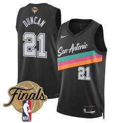 Nike San Antonio Spurs #21 Tim Duncan Black City 2026 Finals Patch Stitched NBA Jersey