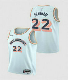 Nike San Antonio Spurs #22 Malaki Branham Light Blue 2024_25 City Authentic Stitched NBA Jersey