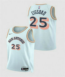 Nike San Antonio Spurs #25 Sidy Cissoko Light Blue 2024_25 City Authentic Stitched NBA Jersey