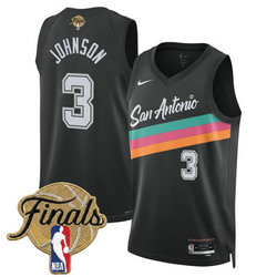 Nike San Antonio Spurs #3 Keldon Johnson Black City 2026 Finals Patch Stitched NBA Jersey