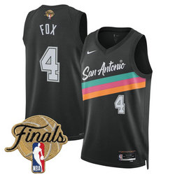 Nike San Antonio Spurs #4 De'Aaron Fox Black City 2026 Finals Patch Stitched NBA Jersey