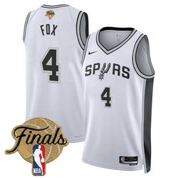 Nike San Antonio Spurs #4 De'Aaron Fox White 2026 Finals Patch Stitched NBA Jersey