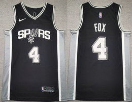 Nike San Antonio Spurs #4 DeAaron Fox Black Authentic Stitched NBA jerseys