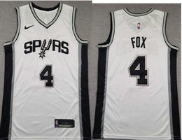 Nike San Antonio Spurs #4 DeAaron Fox White Authentic Stitched NBA jerseys