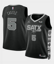 Nike San Antonio Spurs #5 Stephon Castle Black 2024 Draft Statement Edition Stitched Basketball Jersey