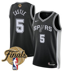 Nike San Antonio Spurs #5 Stephon Castle Black 2026 Finals Patch Stitched NBA Jersey