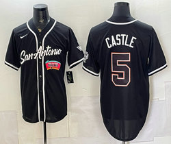 Nike San Antonio Spurs #5 Stephon Castle Black Black Number Stitched baseball jersey