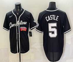 Nike San Antonio Spurs #5 Stephon Castle Black White Number Stitched baseball jersey