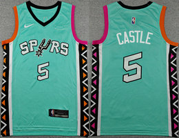 Nike San Antonio Spurs #5 Stephon Castle Teal City Edition Stitched Basketball Jersey