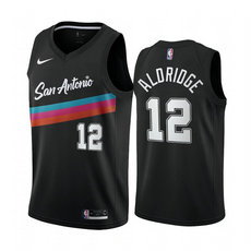 Nike San Antonio Spurs Black #12 LaMarcus Aldridge 2020-21 City With Advertising Authentic Stitched NBA jersey