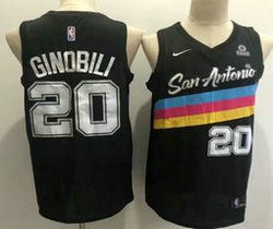 Nike San Antonio Spurs Black #20 Manu Ginobili 2020-21 City With Advertising Authentic Stitched NBA jersey