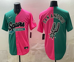 Nike San Antonio Spurs Blank Pink Green baseball jersey