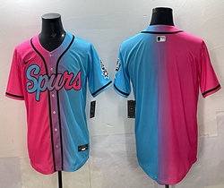Nike San Antonio Spurs Blank Pink and Blue Joint MLB Jersey