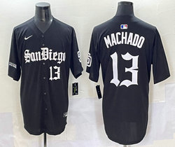 Nike San Diego Padres #13 Manny Machado Black 5(V) Joint MLB Jersey