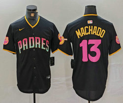 Nike San Diego Padres #13 Manny Machado Black Joint gradation Game Authentic Stitched MLB Jersey