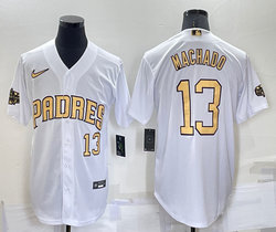 Nike San Diego Padres #13 Manny Machado White #13 in front 2022 All Star Authentic Stitched MLB Jersey