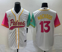 Nike San Diego Padres #13 Manny Machado White Joint Authentic Stitched baseball jersey