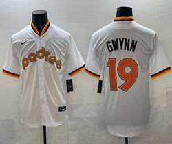 Nike San Diego Padres #19 Tony Gwynn White Throwback Authentic Stitched MLB Jersey