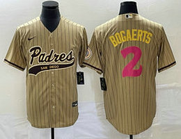Nike San Diego Padres #2 Xander Bogaerts Brown Stripe Joint Authentic Stitched baseball jersey
