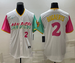 Nike San Diego Padres #2 Xander Bogaerts White City #2 in front Authentic Stitched MLB Jersey