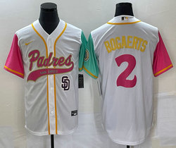 Nike San Diego Padres #2 Xander Bogaerts White Team Logo on front Joint Authentic Stitched baseball jersey