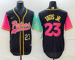 Nike San Diego Padres #23 Fernando Tatis Jr Black Joint Gold 23 on front Game Authentic Stitched MLB Jersey