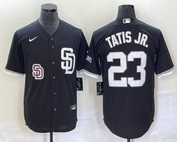 Nike San Diego Padres #23 Fernando Tatis Jr Black Joint Vapor Untouchable Team Logo on front baseball jersey