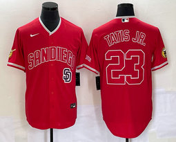 Nike San Diego Padres #23 Fernando Tatis Jr Red Team logo on front Joint Authentic Stitched baseball jersey