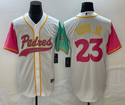 Nike San Diego Padres #23 Fernando Tatis Jr White Stripe Joint Authentic Stitched baseball jersey