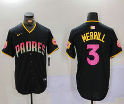 Nike San Diego Padres #3 Jackson Merrill Black Joint Game Authentic Stitched MLB Jersey
