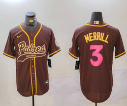 Nike San Diego Padres #3 Jackson Merrill Brown Joint Authentic Stitched baseball jersey