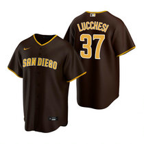 Nike San Diego Padres #37 Joey Lucchesi Brown Game Authentic Stitched MLB Jersey
