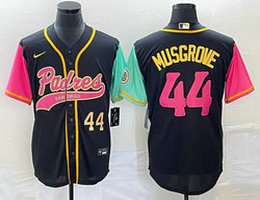 Nike San Diego Padres #44 Joe Musgrove Black Gold #44 on front Joint Authentic Stitched baseball jersey