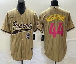 Nike San Diego Padres #44 Joe Musgrove Brown Stripe Team Logo on front Joint Authentic Stitched baseball jersey