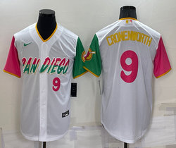 Nike San Diego Padres #9 Jake Cronenworth White 2022 City #9 in front Authentic Stitched MLB Jersey