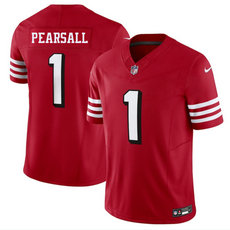 Nike San Francisco 49ers #1 Ricky Pearsall Red Throwback Vapor Untouchable Authentic Stitched NFL Jersey