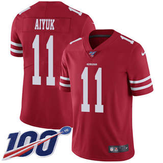 Nike San Francisco 49ers #11 Brandon Aiyuk 100th Season Red Vapor Untouchable Authentic Stitched NFL Jerseys