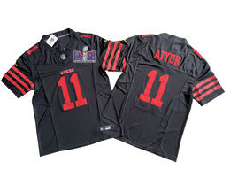 Nike San Francisco 49ers #11 Brandon Aiyuk Black 2023 F.U.S.E With 2024 Super Bowl (LVIII ) patch Jersey