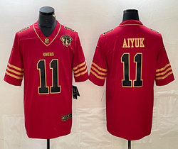 Nike San Francisco 49ers #11 Brandon Aiyuk Black Gold Name 75th Authentic Stitched NFL Jersey