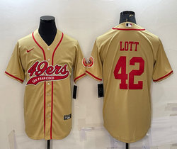 Nike San Francisco 49ers #42 Ronnie Lott Gold Joint Authentic Stitched baseball jersey