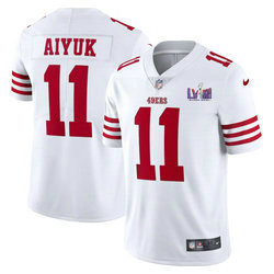 Nike San Francisco 49ers #11 Brandon Aiyuk White With 2024 Super Bowl (LVIII ) patch Jersey