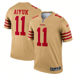Nike San Francisco 49ers #11 Brandon Aiyuk Yellow 2022 Inverted Legend Authentic Stitched NFL Jerseys