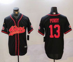 Nike San Francisco 49ers #13 Brock Purdy Black Joint Gold font Authentic Stitched baseball jersey