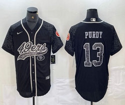 Nike San Francisco 49ers #13 Brock Purdy Black Reflective with logo Authentic Stitched baseball Jersey