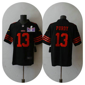 Nike San Francisco 49ers #13 Brock Purdy Black With 2024 Super Bowl (LVIII ) patch Jersey